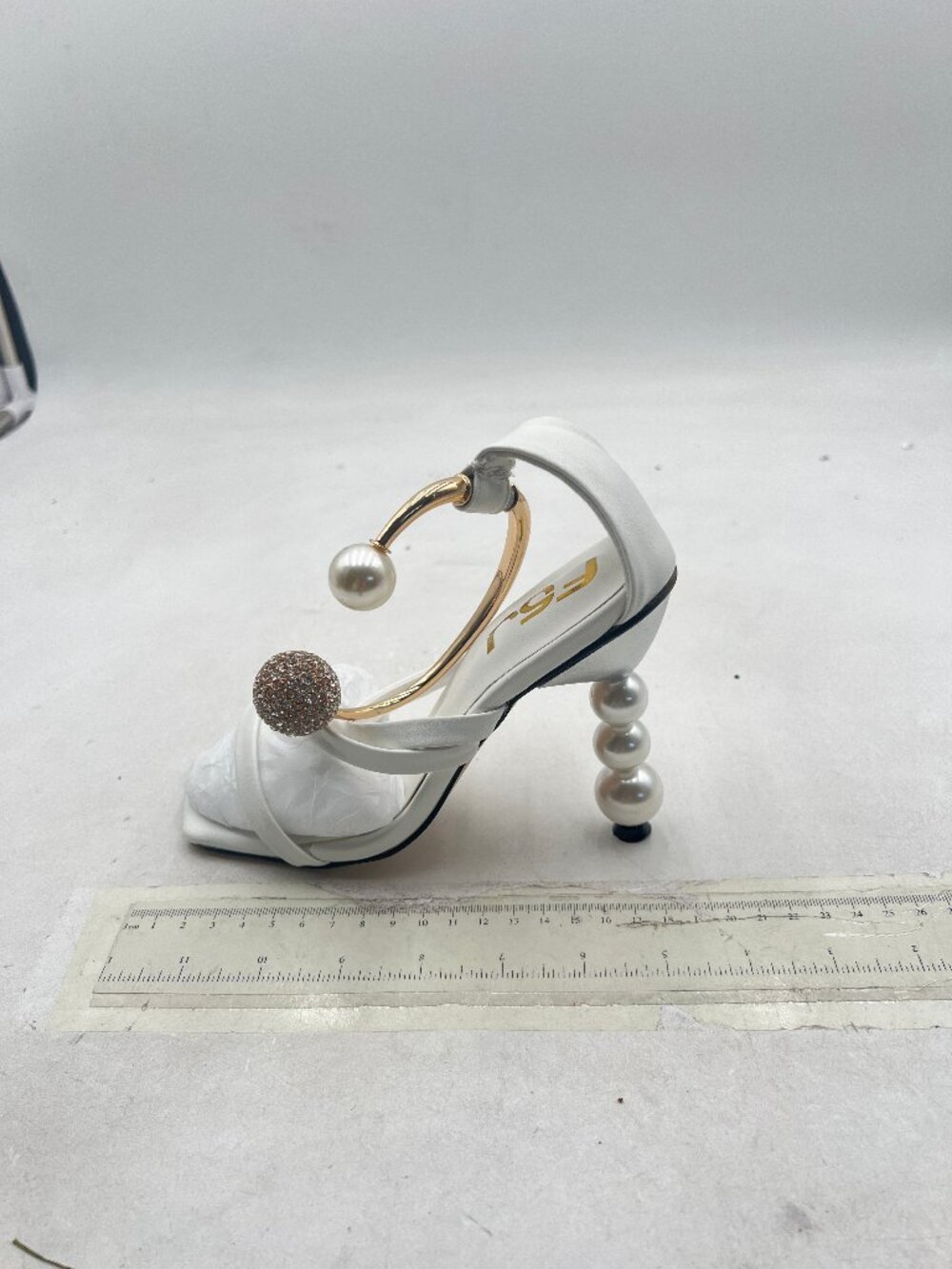 FSJ White Ankle Strap Pearls Beaded High Heel Sandals Party Evening Dress Sandal